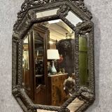 Mirror with embossed brass glazing beads, Napoleon III period, circa 1850