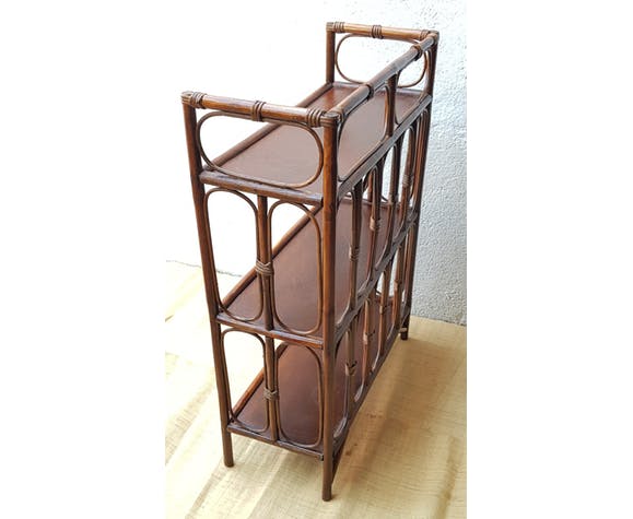 Dark rattan shelf