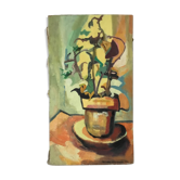 Huile sur toile fleurs en pot