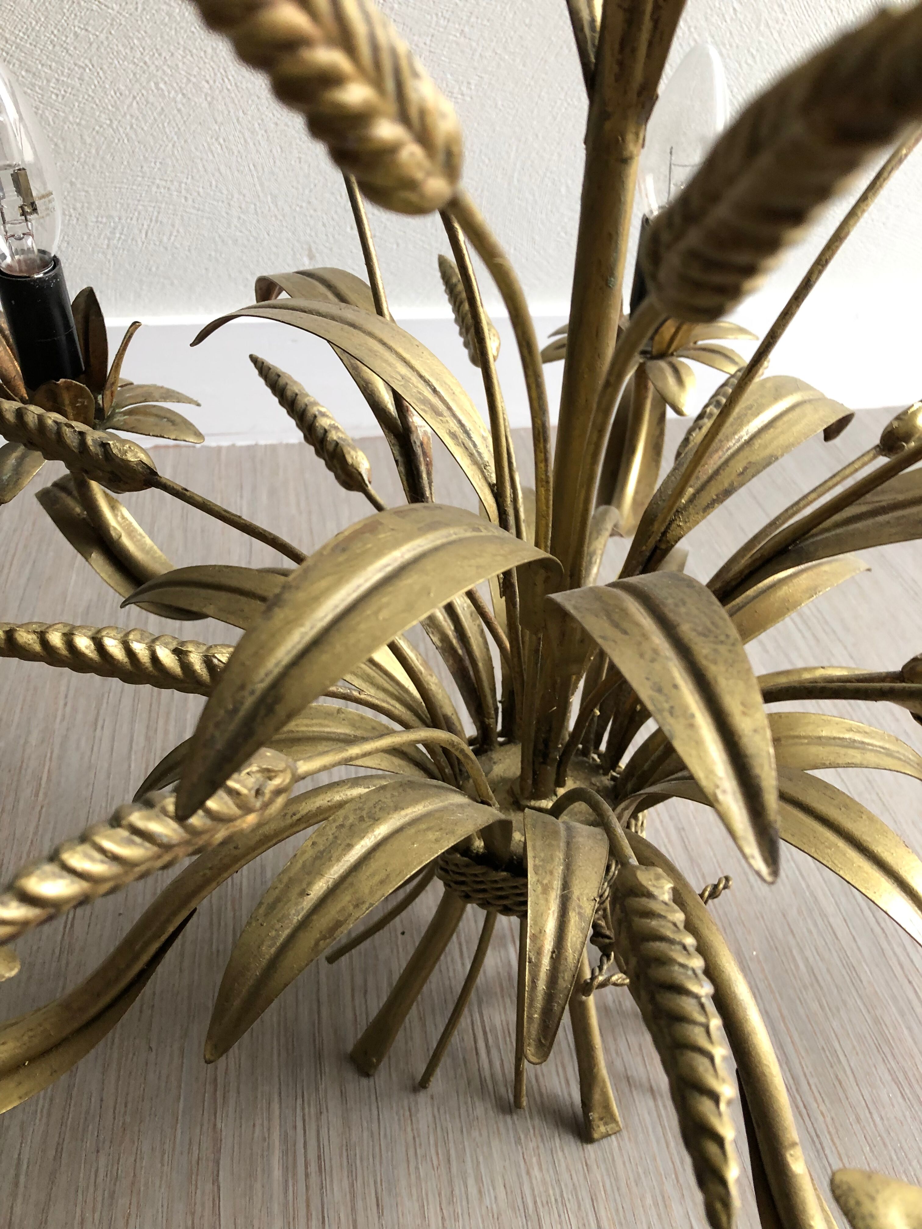 Golden wheat spike chandelier