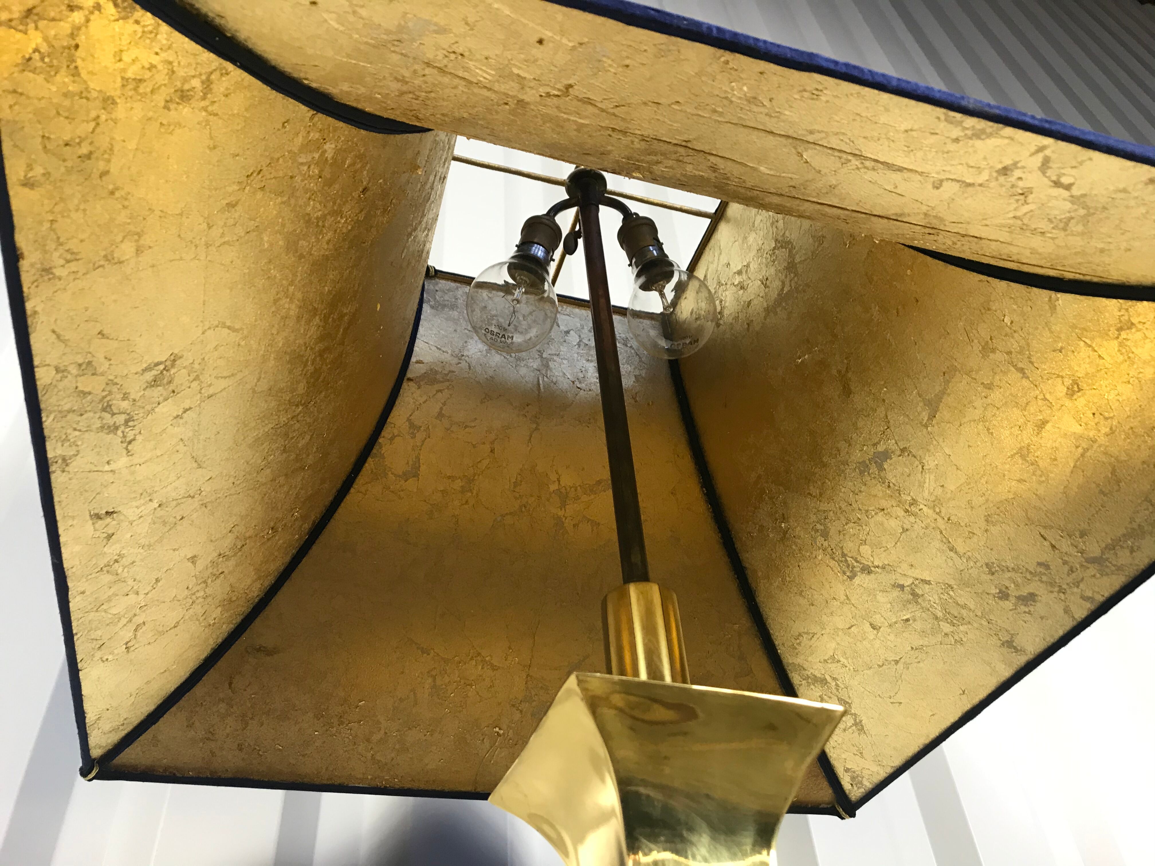 Brass lamp with bespoke pagoda lampshade