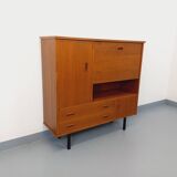 Vintage Scandinavian style secretary bookshelf storage furniture.