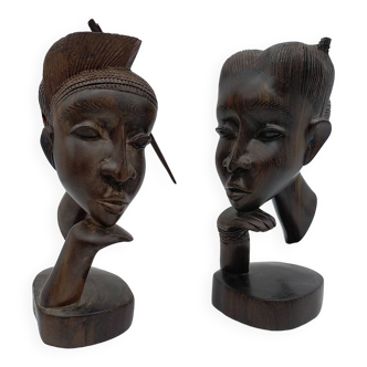 2 African ebony statuettes.