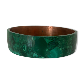 Empty pocket or jewelry box made of precious stone, malachite and copper