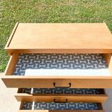 4-drawer chest of drawers in light oak with herringbone pattern from the 60s