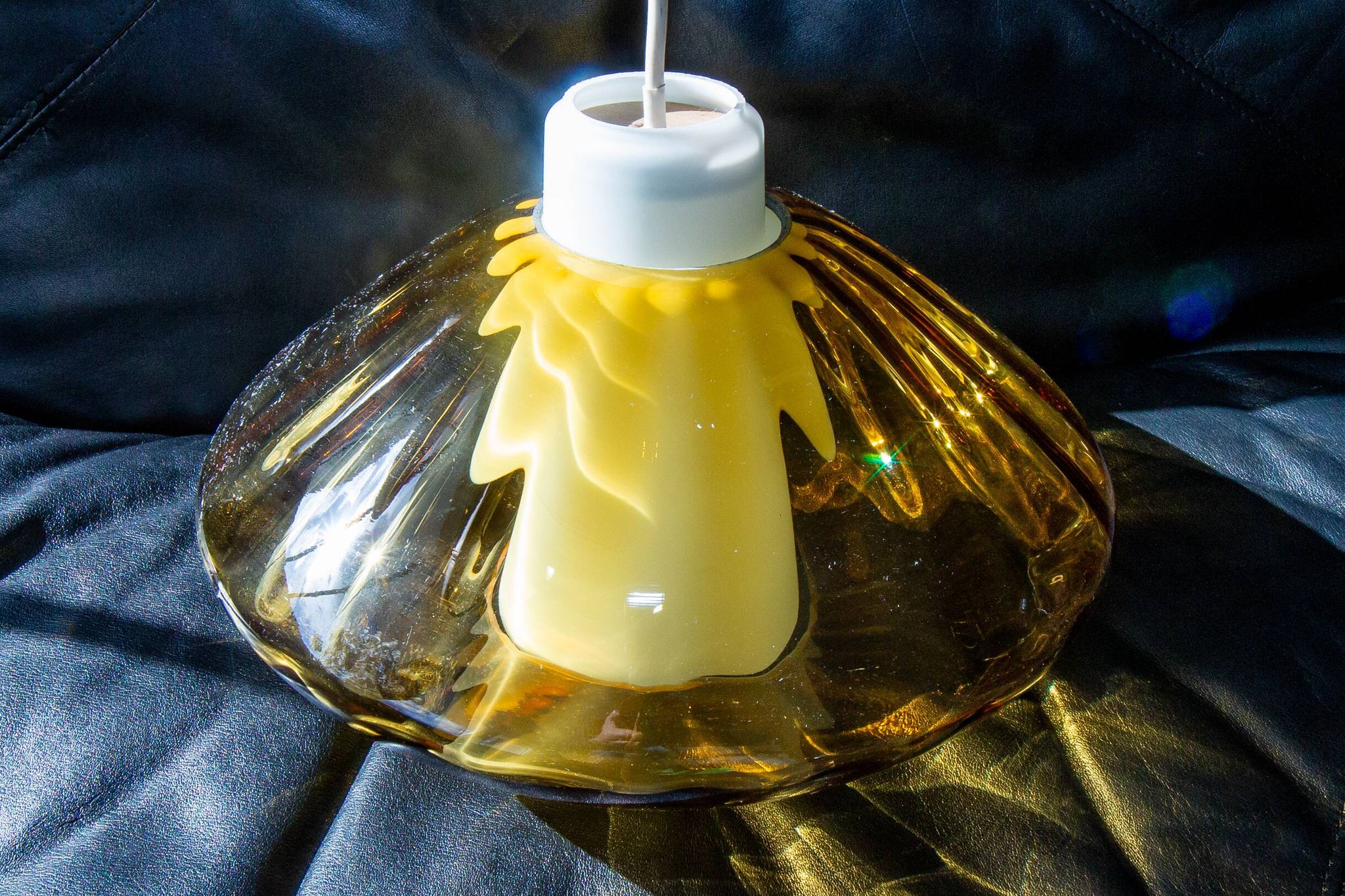 Scandinavian suspension, blown glass and opaline, 1960, new.