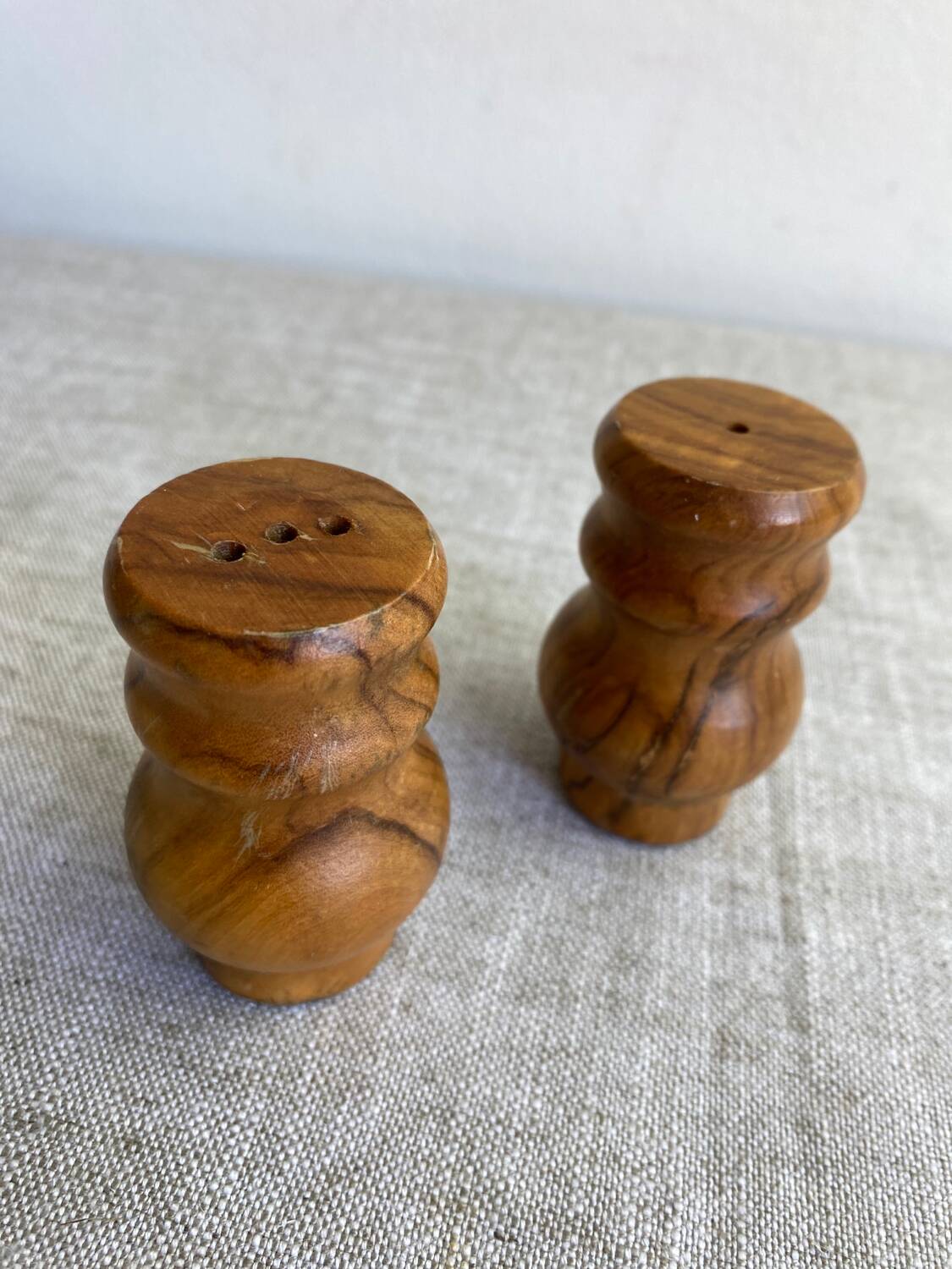 Olive wood salt and pepper shakers