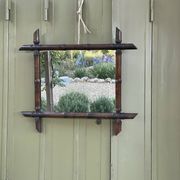 Vintage bamboo wall mirror – Handmade wooden frame