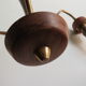 Scandinavian 3-arm chandelier, teak, brass and 1960 glass