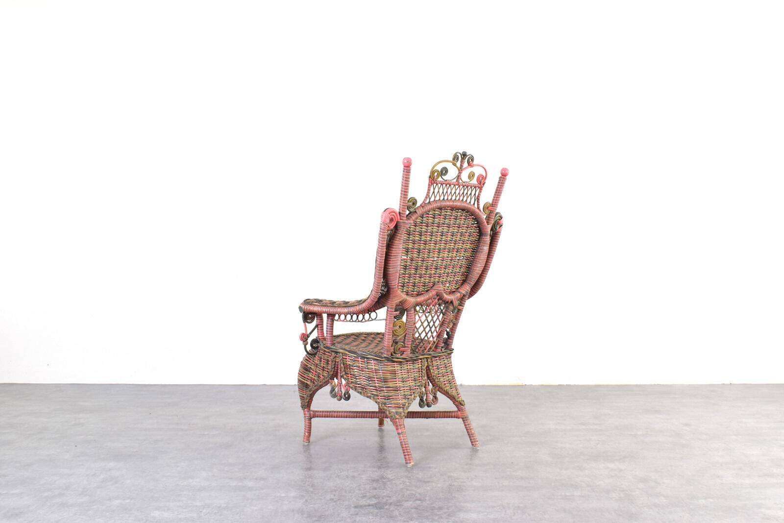 American Victorian Wicker Armchair from Heywood-Wakefield, 1910s.