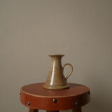 Vintage handheld stoneware candle holder, Scandinavian decorative object