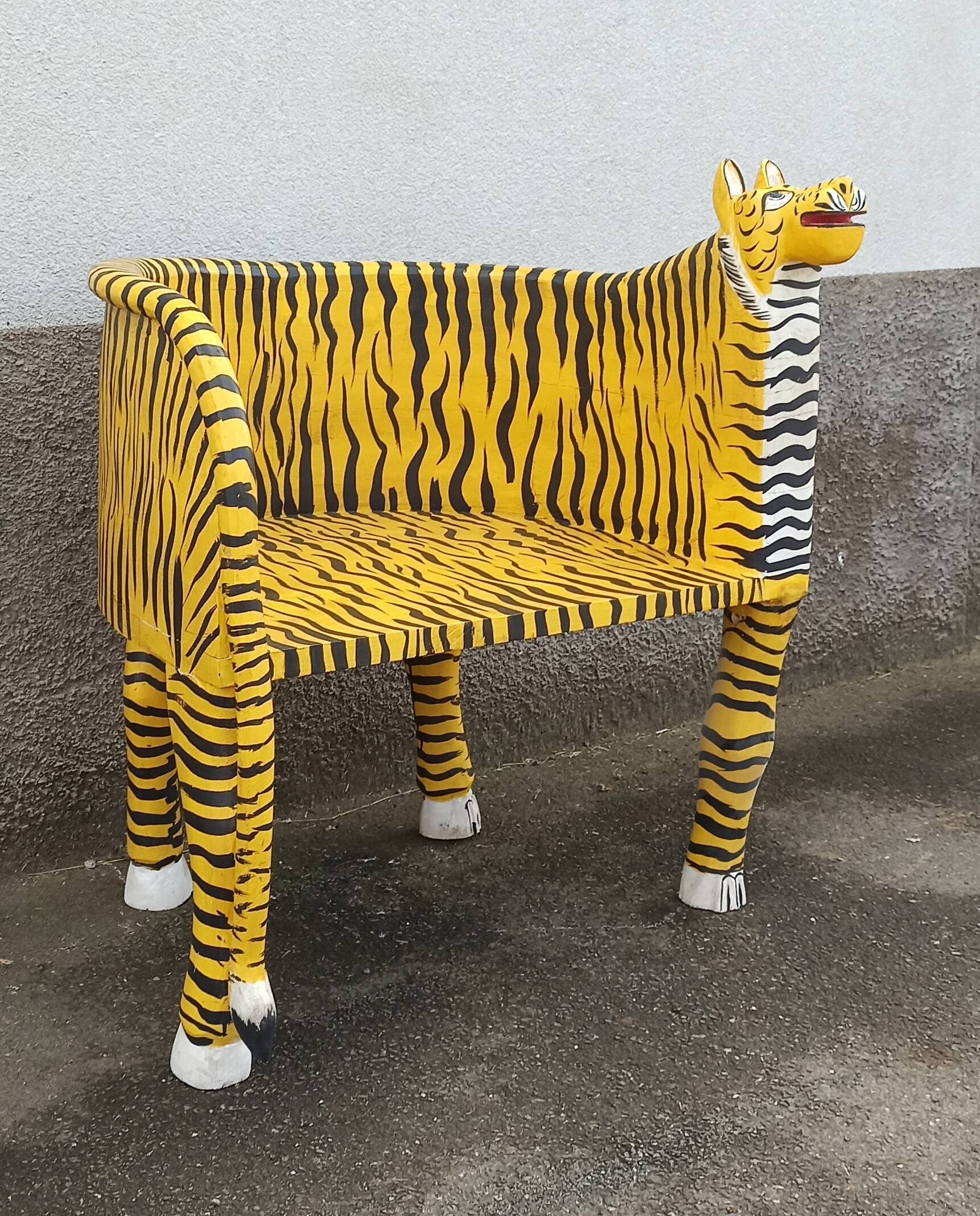 “Tiger” look wooden armchair