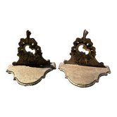 Pair of Rocaille wall consoles – Decorative golden shelves