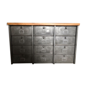 Meuble industriel 12 clapets Strafor métal bois