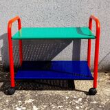 Memphis 80s perforated sheet metal rolling trolley