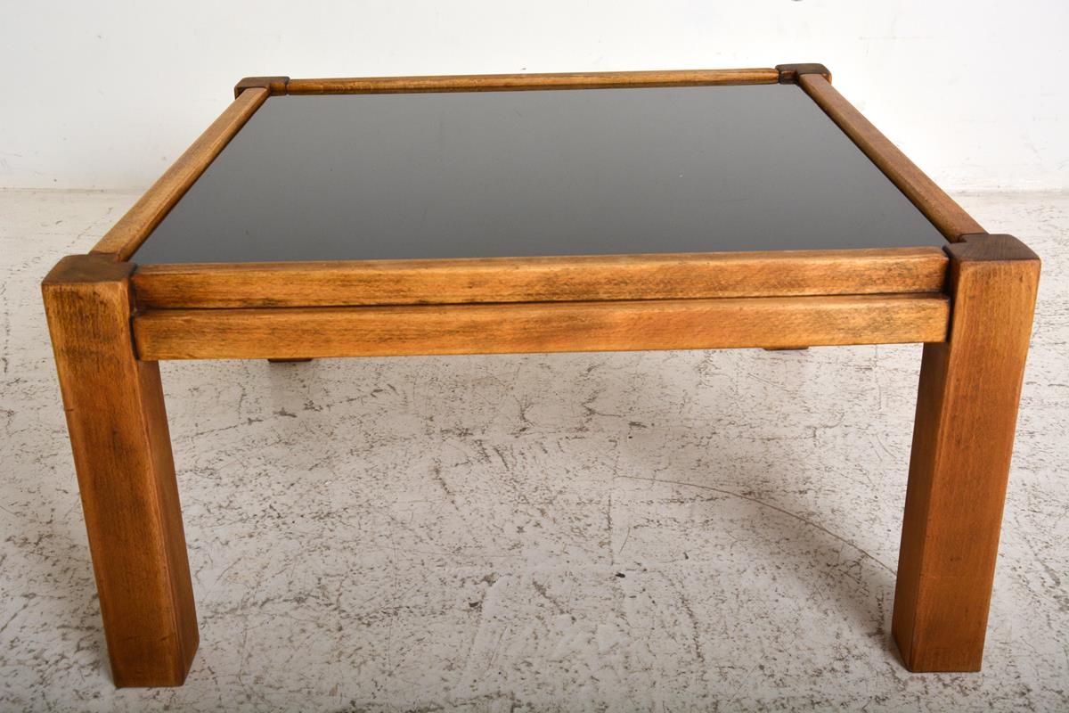 Coffee table 60s, opaline and wood