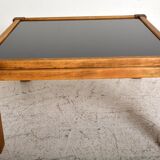 Coffee table 60s, opaline and wood