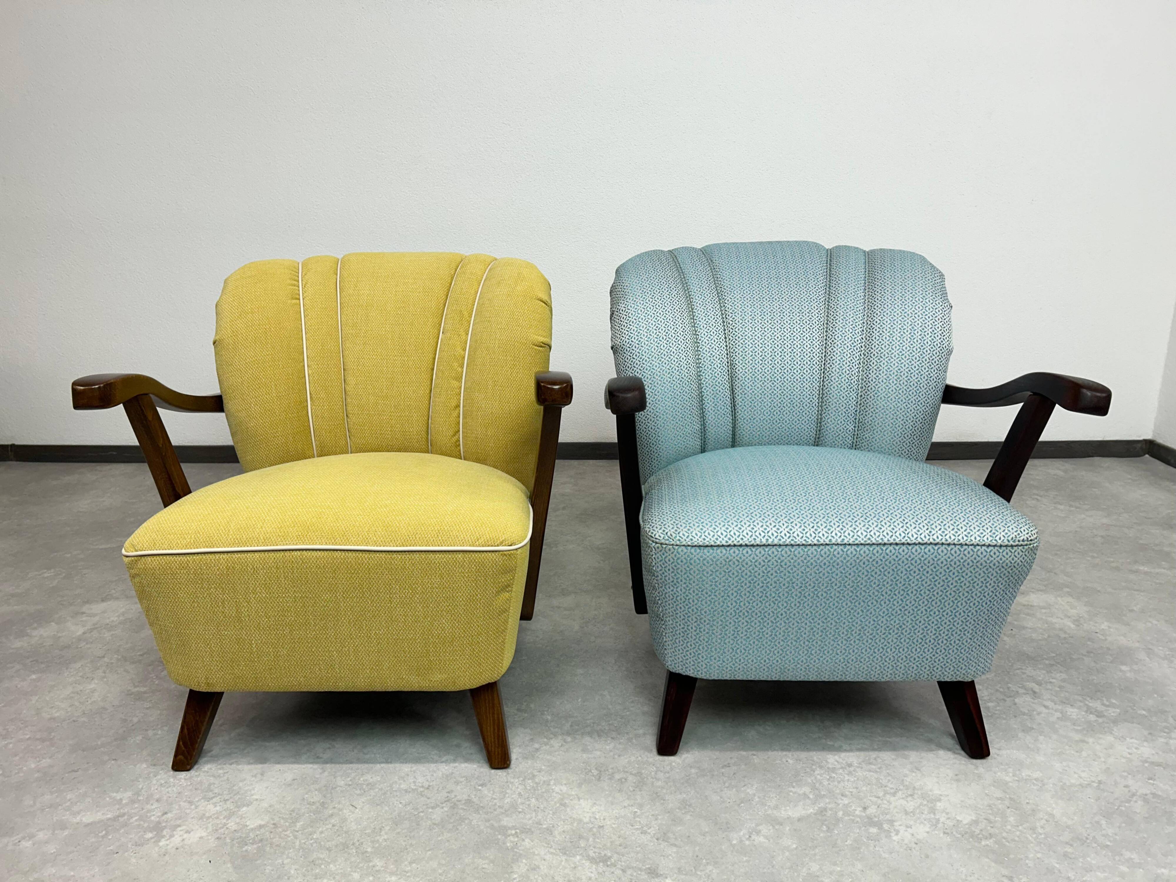 Art Deco blue club chairs