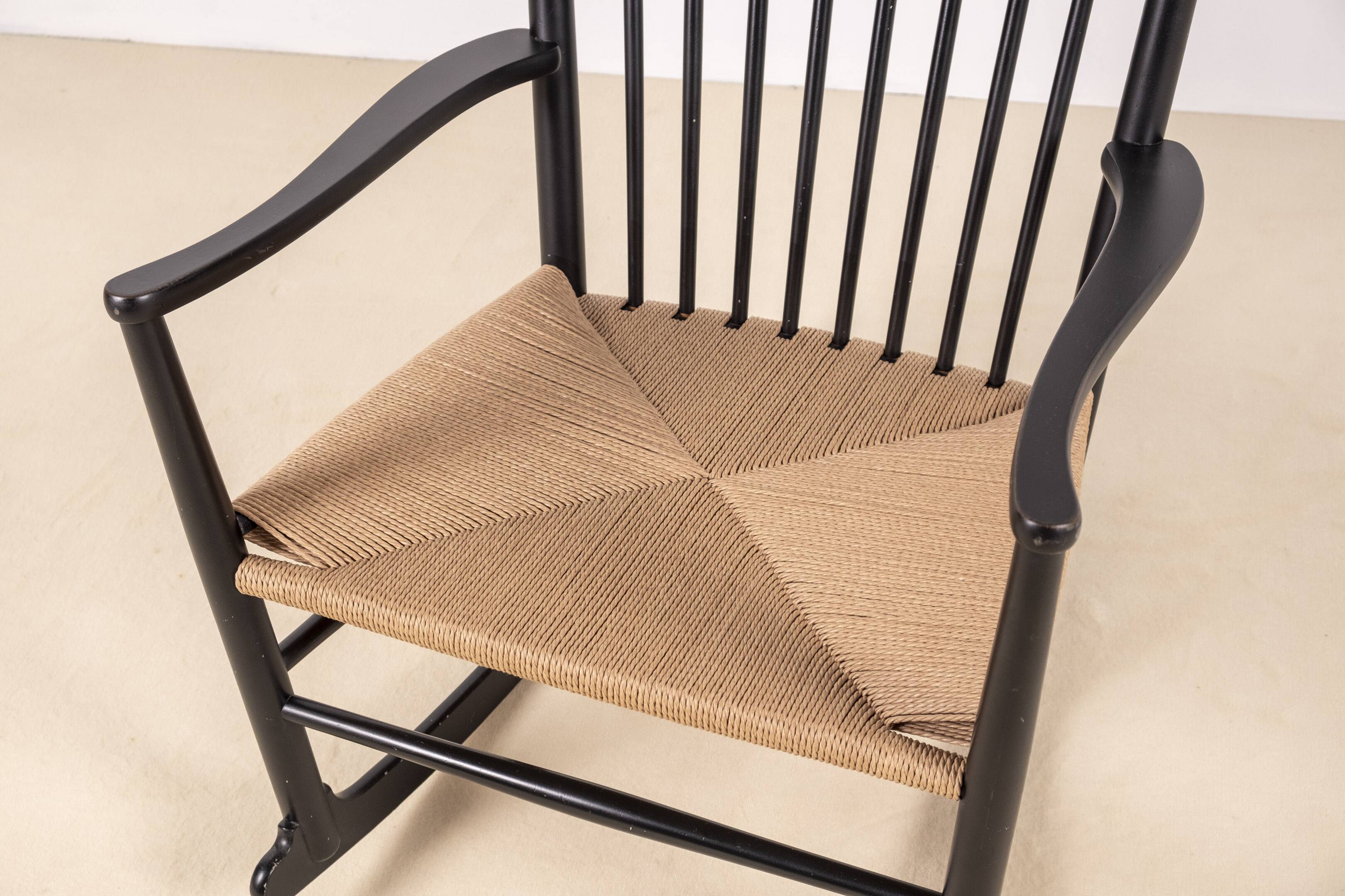 Hans J. Wegner J16 Black Rocking Chair, 1969 FDB