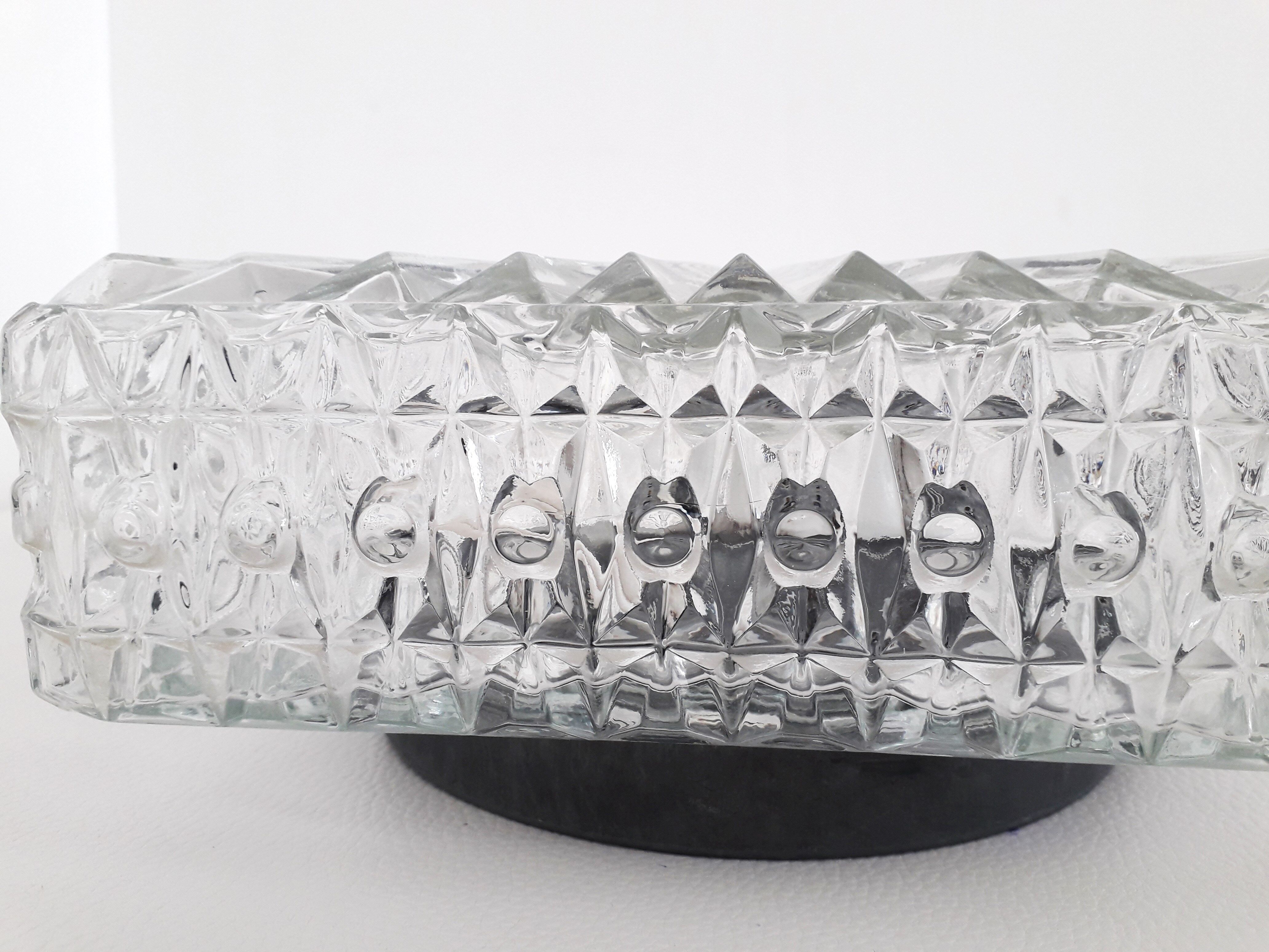 Vintage ceiling lamp / wall lamp - Molded glass - square - 1960