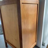 High chest of drawers with 5 drawers, vintage oak, 1950s