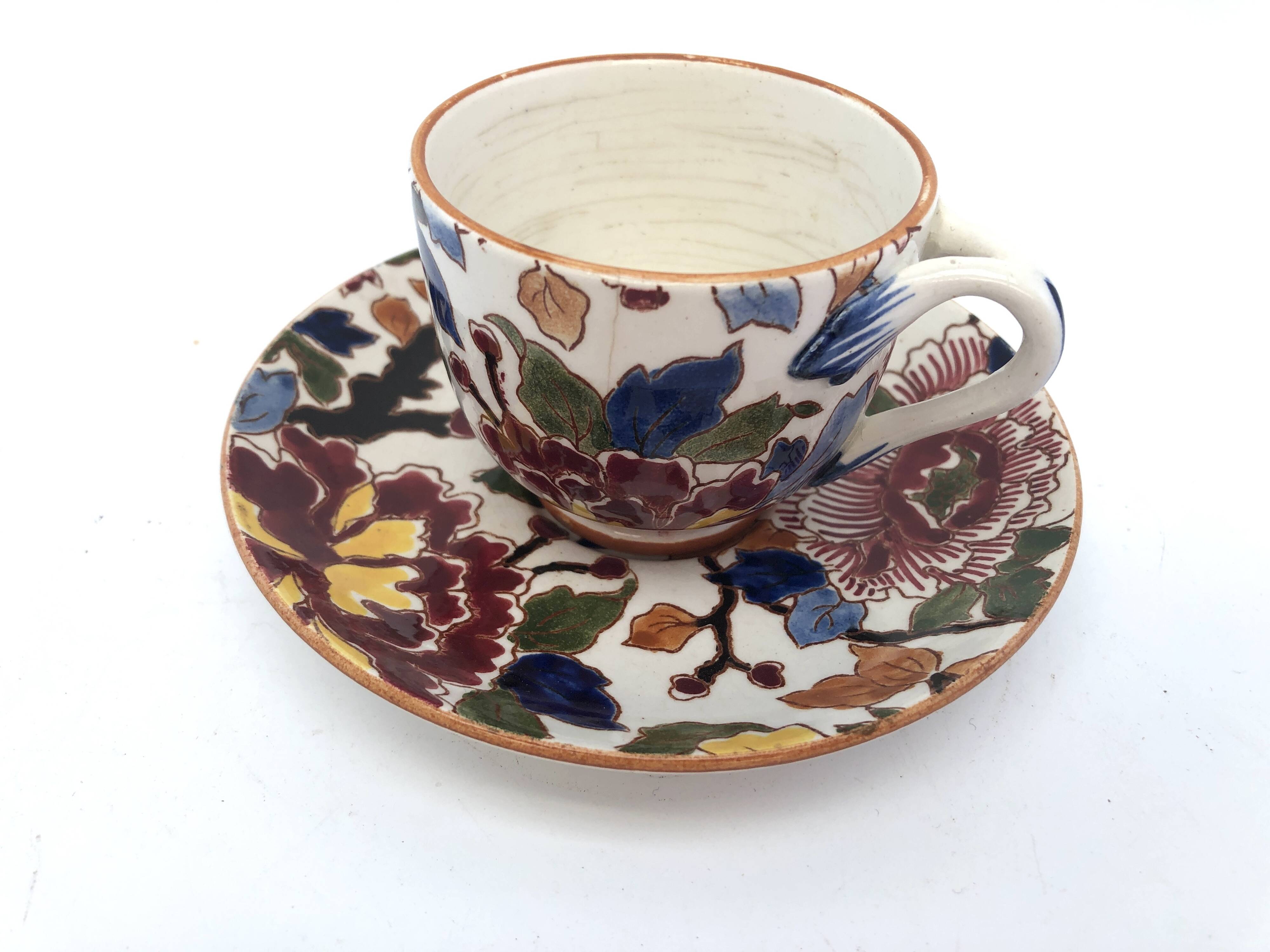 Gien peony coffee cup