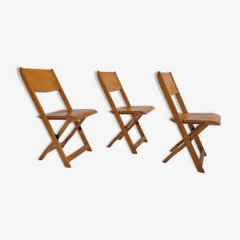 60s, Danish design, set of 3 pcs folding chairs, plywood
