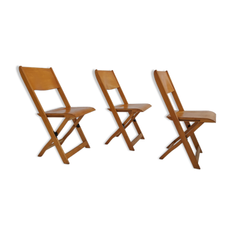 60s, Danish design, set of 3 pcs folding chairs, plywood