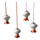 Set of 4 suspensions tulips in opaline orange gradient thread orange and white 70s