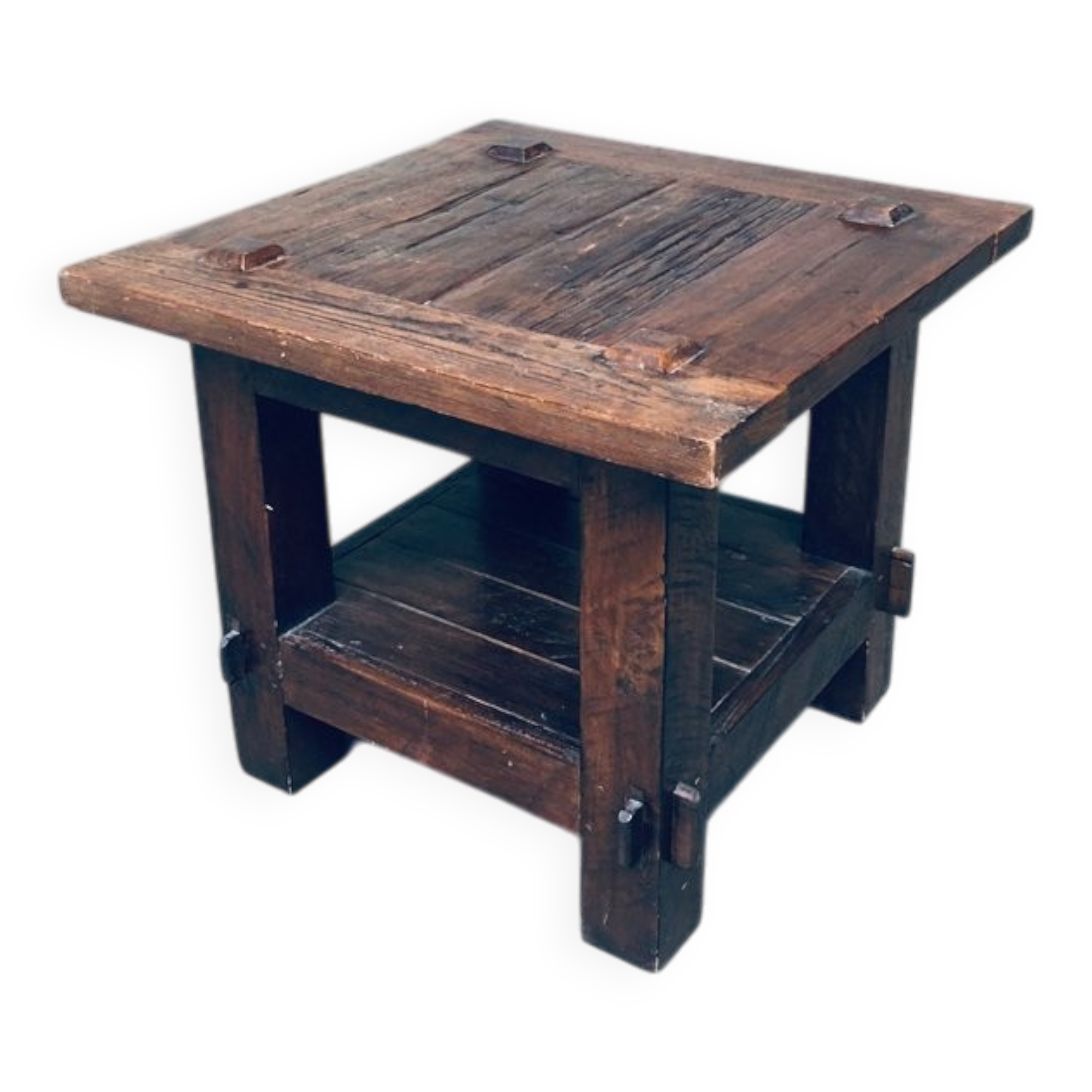 Wabi Sabi Style Oak Side Table, France, 1930s