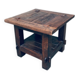 Wabi Sabi Style Oak Side Table, France, 1930s