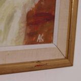 Original Swedish oil on canvas – “Still Life with Fruit and Bottle” by A.K. – vintage & framed – 40 × 48 cm (15.7" × 18.9")