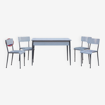 Ensemble table Formica et 4 chaises Gris perle Marbré