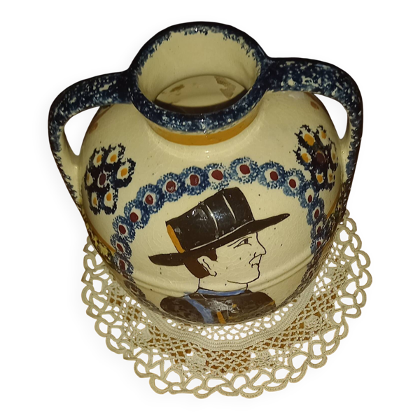 Vase  boule  à anses henriot quimper -15.5x15cm env.