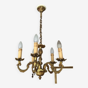 Chandelier, bronze suspension with 5 arms of light