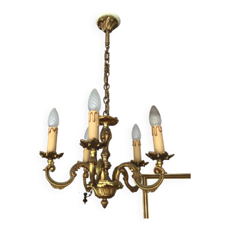 Chandelier, bronze suspension with 5 arms of light