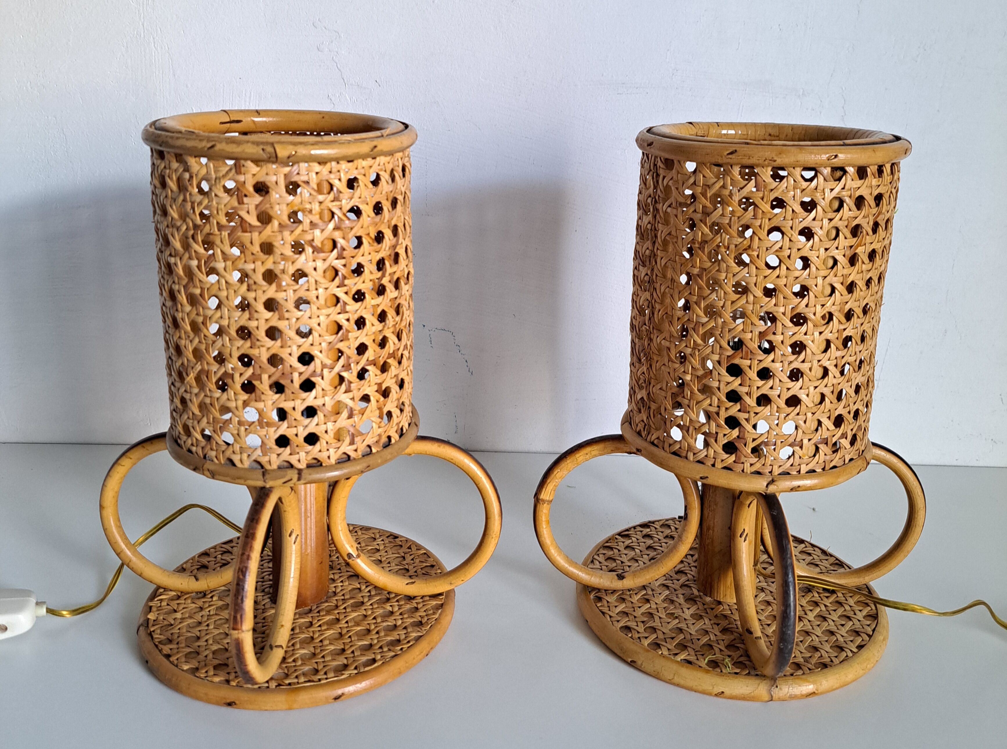 Paire de lampes de chevet bambou