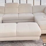 Panoramic sofa design white and ottoman new condition