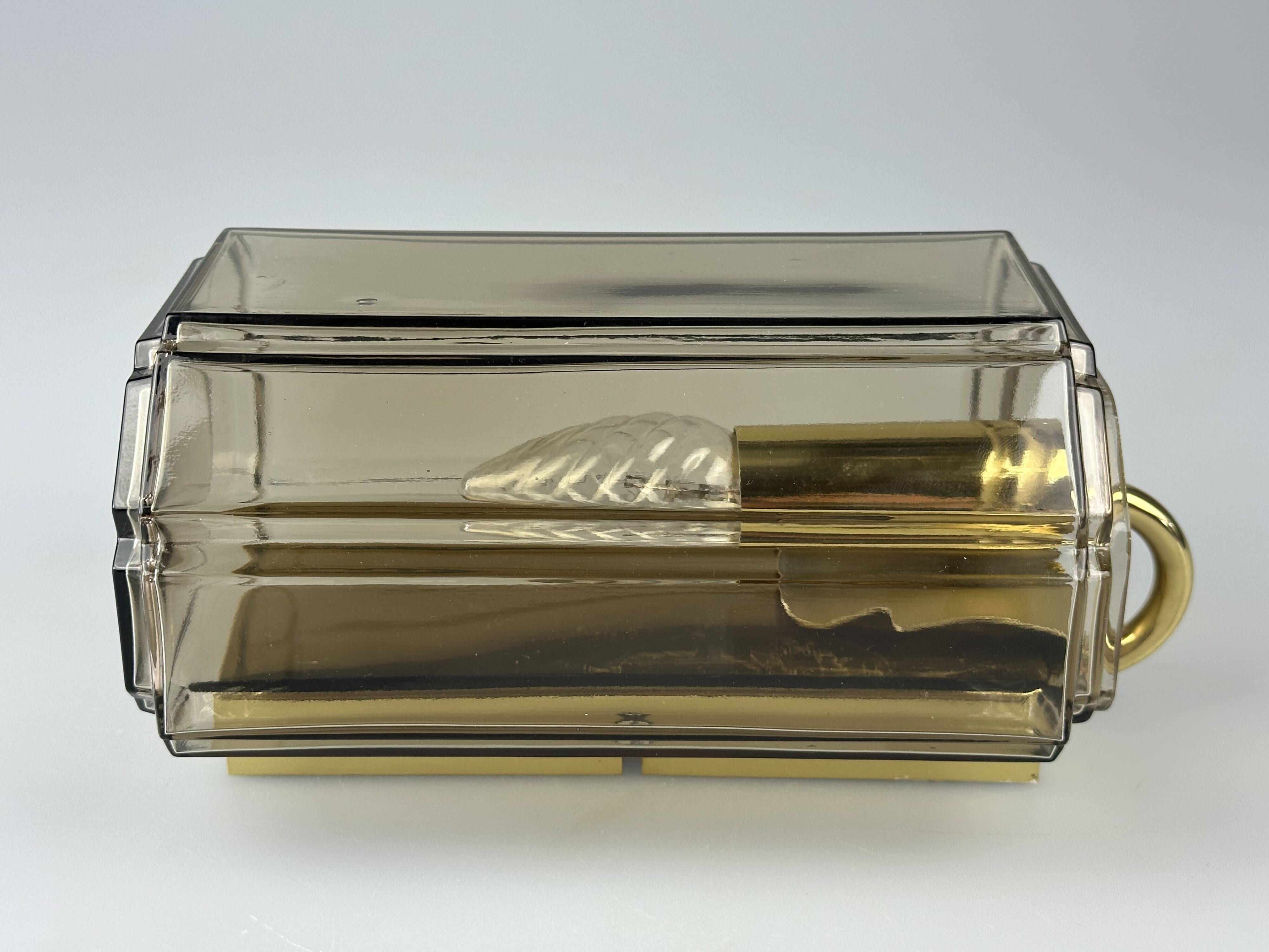 1960s/70s Wall Lamp Glashütte Limburg Germany Glass & Metal Age Design