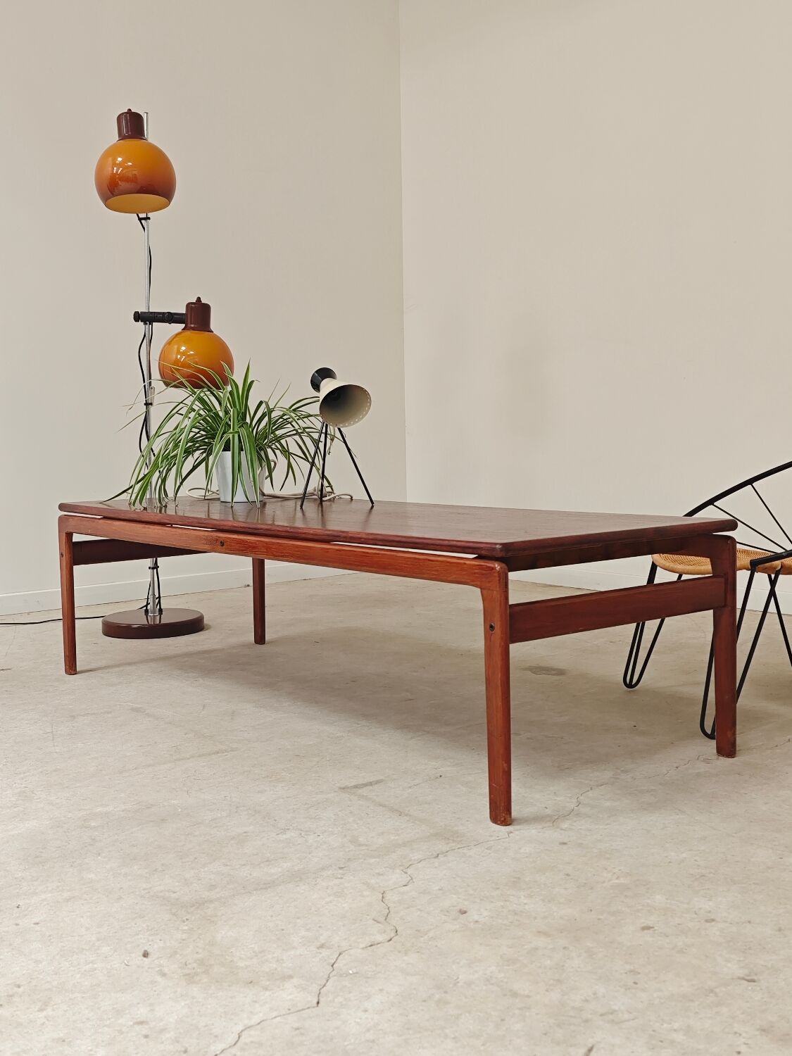 Large Scandinavian teak coffee table Trioh 1960