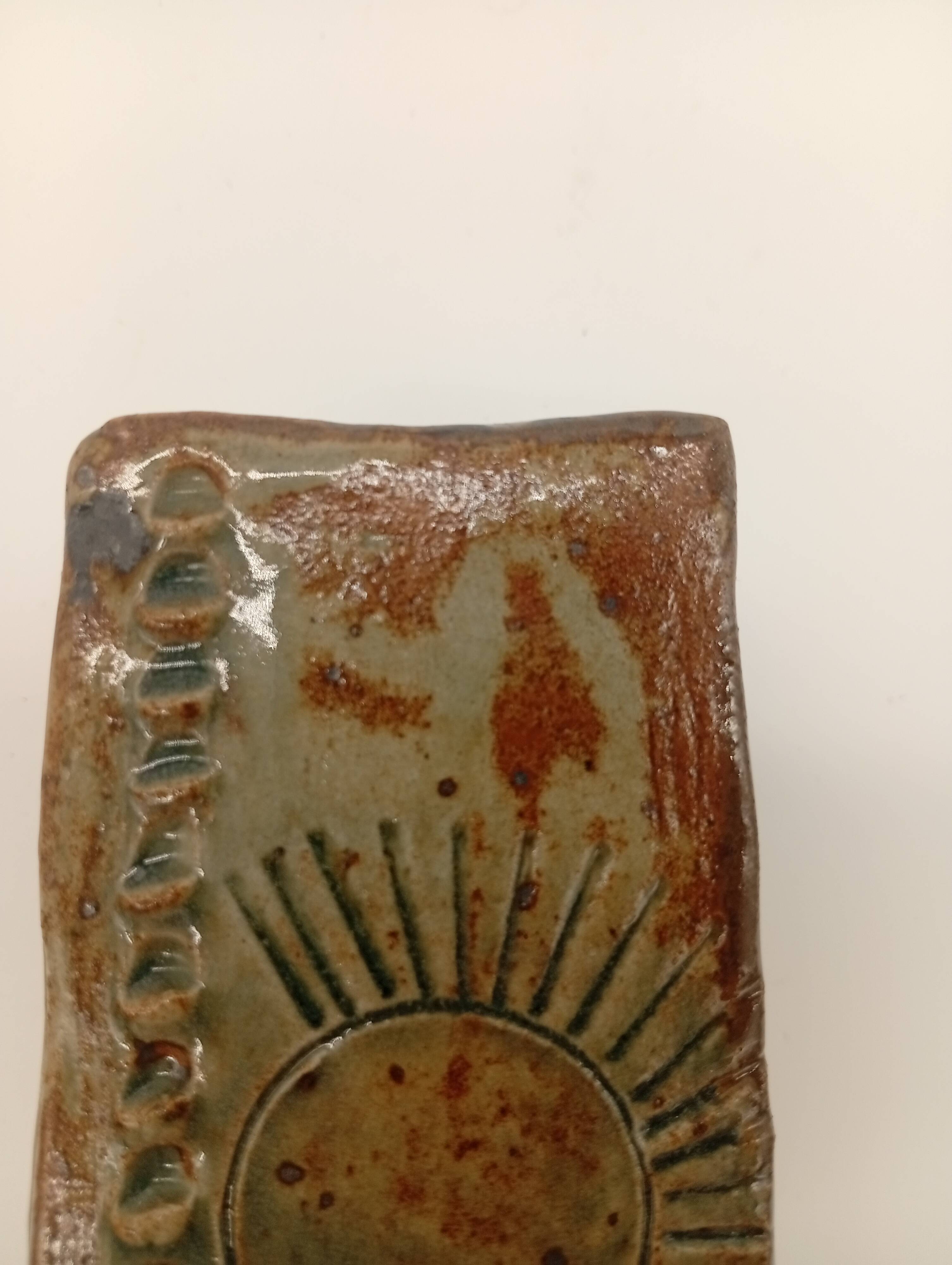 Vintage Ceramic Square Flower Vase Grès Pique Fleurs Scarified France 60