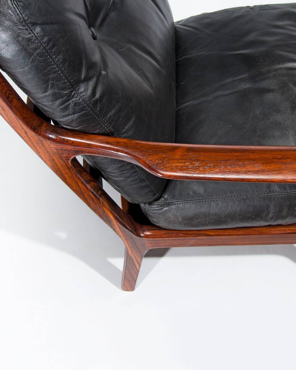 Mid Century Rosewood Armchairs in Leather, Danish Design 1950s