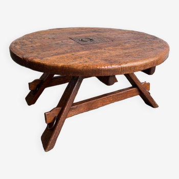 Brutalist vintage oak coffee table / coffee table