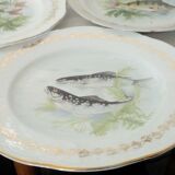 5 assiettes de service a poisson en porcelaine de france digoin n*1