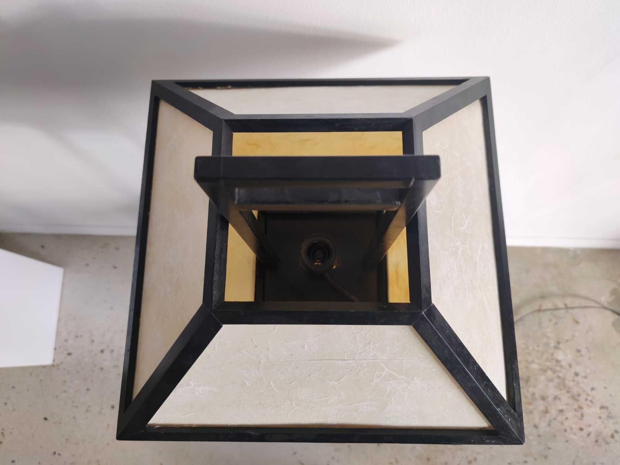 Japanese lamp in black lacquered wood and rice paper H:75cm