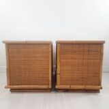 Pair of bedside tables of the 60s, Dal Vera, bamboo and wicker