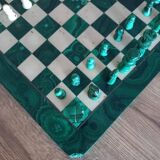 Malachite and white marble chessboard