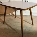 Vintage coffee table feet wooden compass and light grey formica