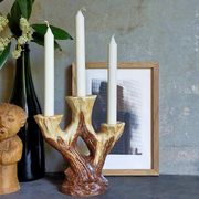 Bougeoir céramique faux-bois années 50