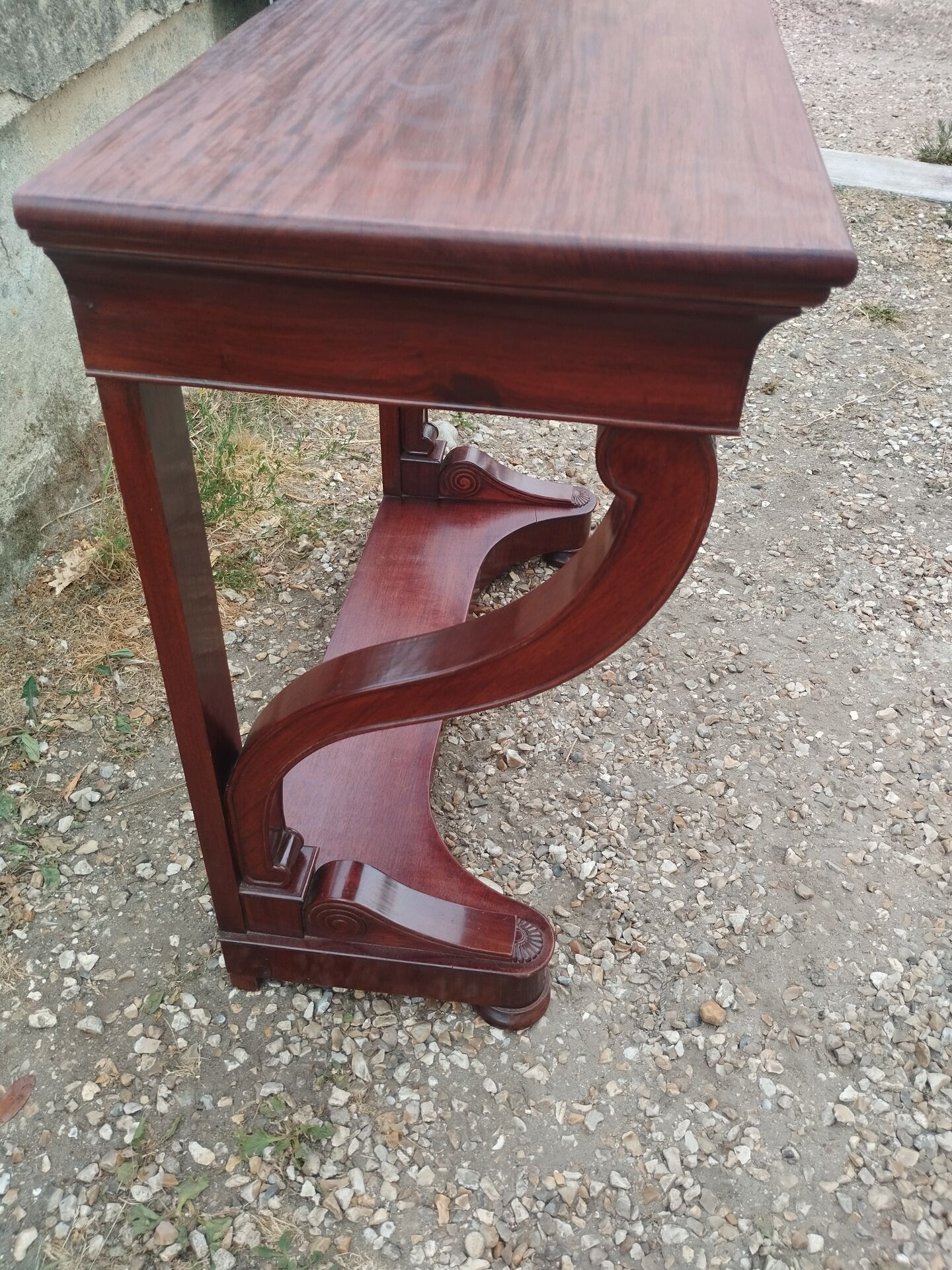 Console ancienne style louis xvi plateau bois